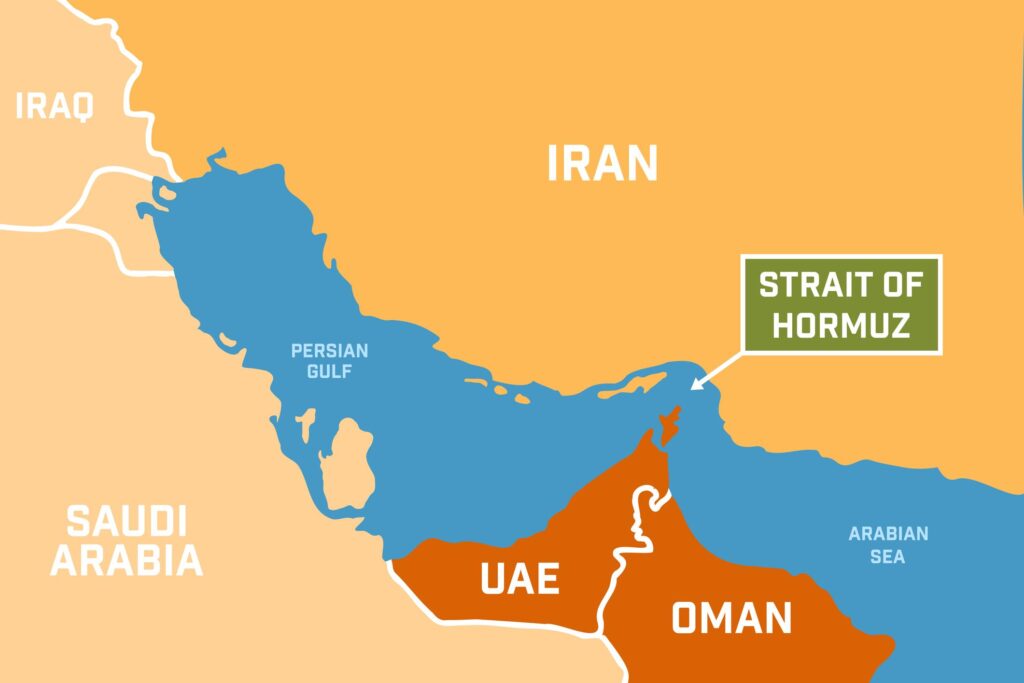 mapa Blízkeho východu Irán Izrael strategický región hormuzský prieliv