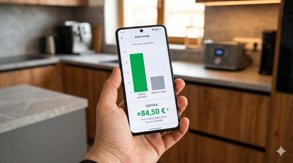 Aplikácia v mobile ukazuje reálnu úsporu v eurách.